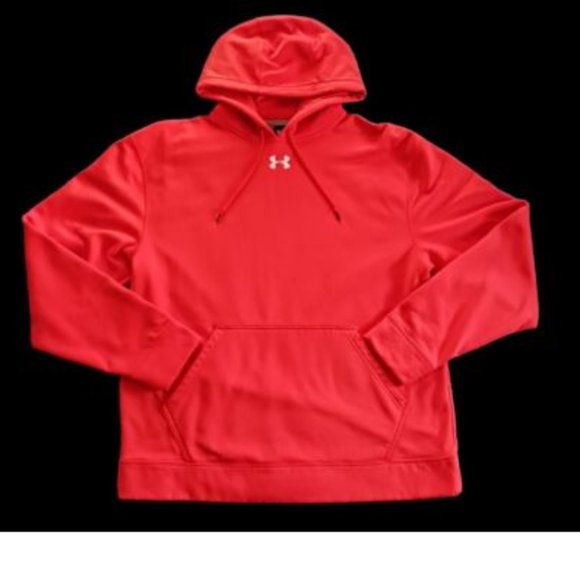 Under Armour Other - Under Armour Hoodie Mens L Orange Pullover Sweatshirt Long Sleeve Logo Polyester